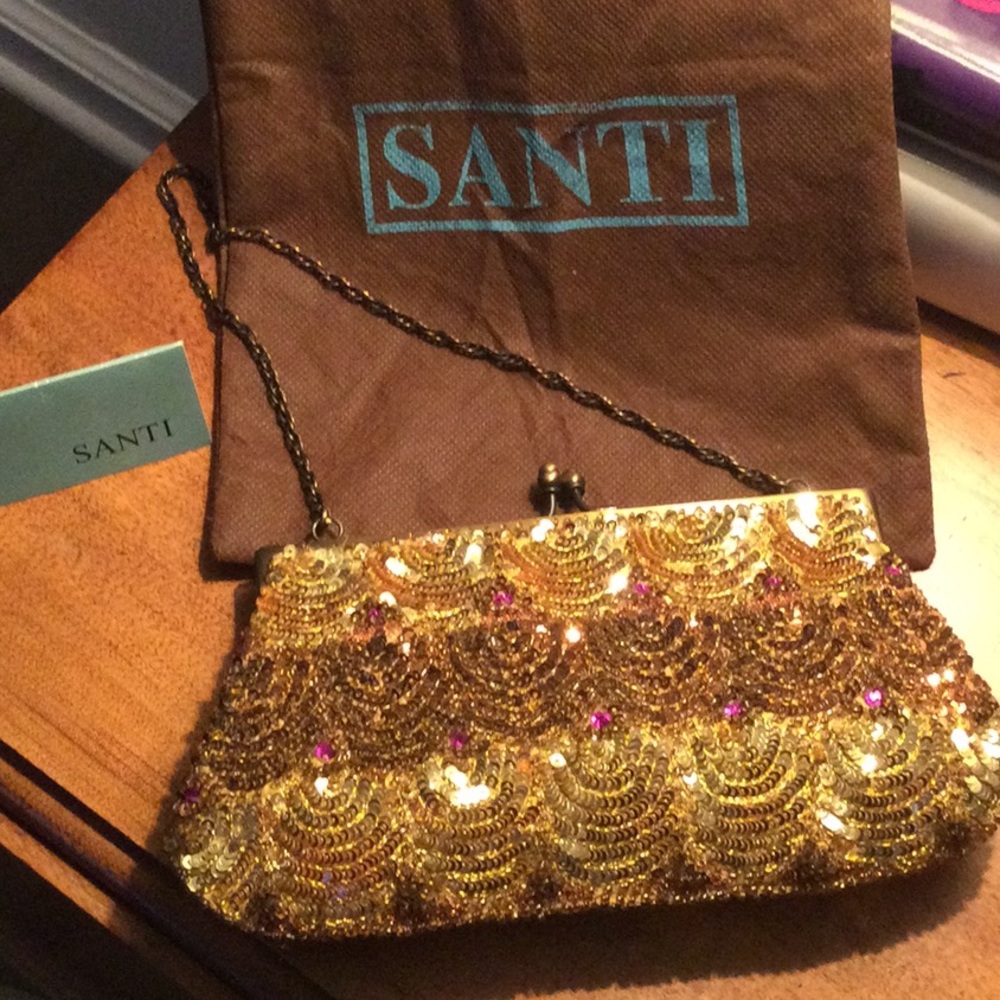 SANTI GOLD EVENING BAG WITH CHAIN